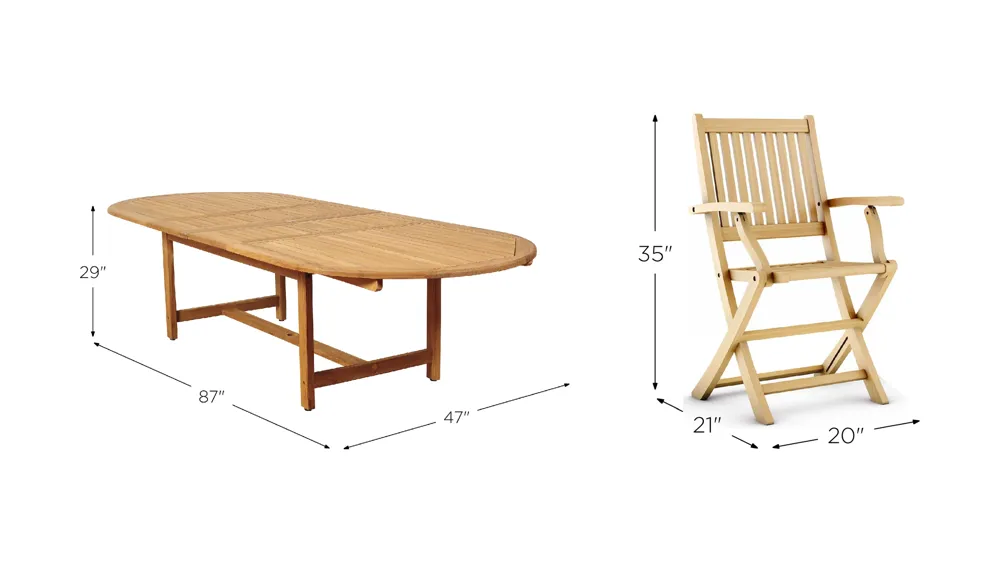 Campos 9-pc Oval Extendable Patio Dinig Table Set Dimensions