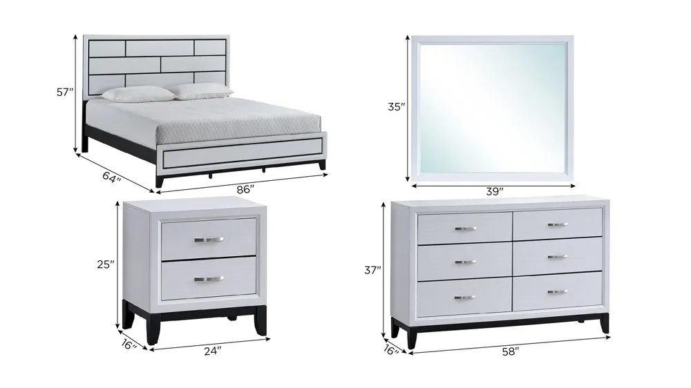 Glasgow 4-pc. Bedroom Set Dimensions