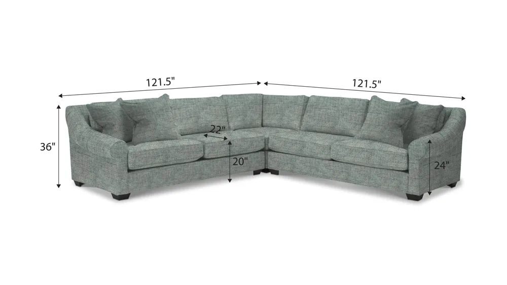 Thatcher 3-pc. Sectional Dimensions
