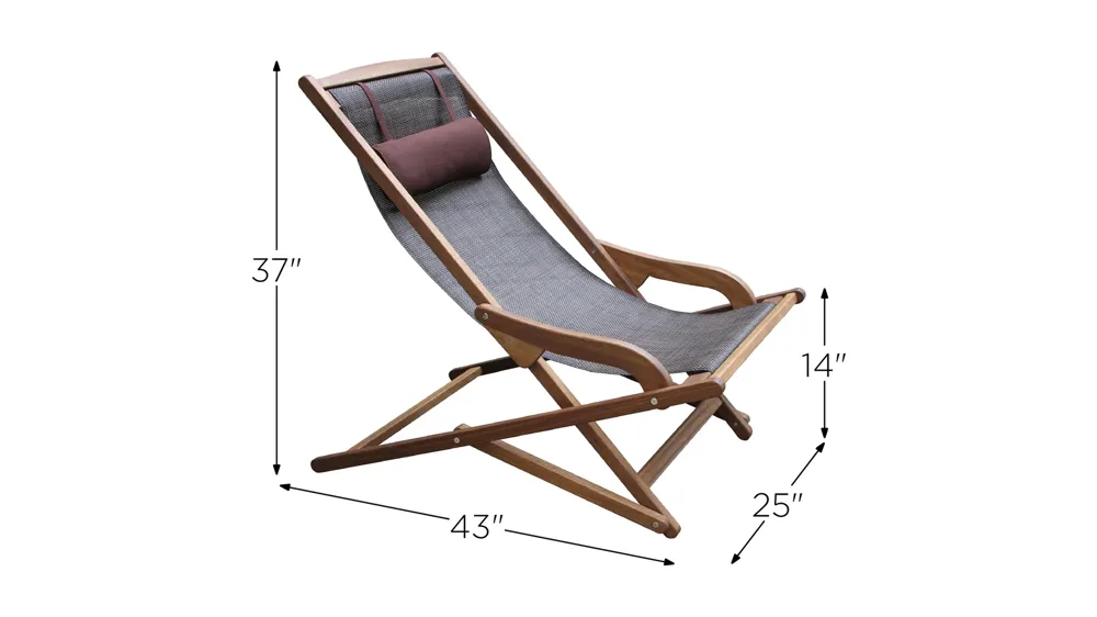 Creel Outdoor Folding Lounge Chair With Pillow Dimensions