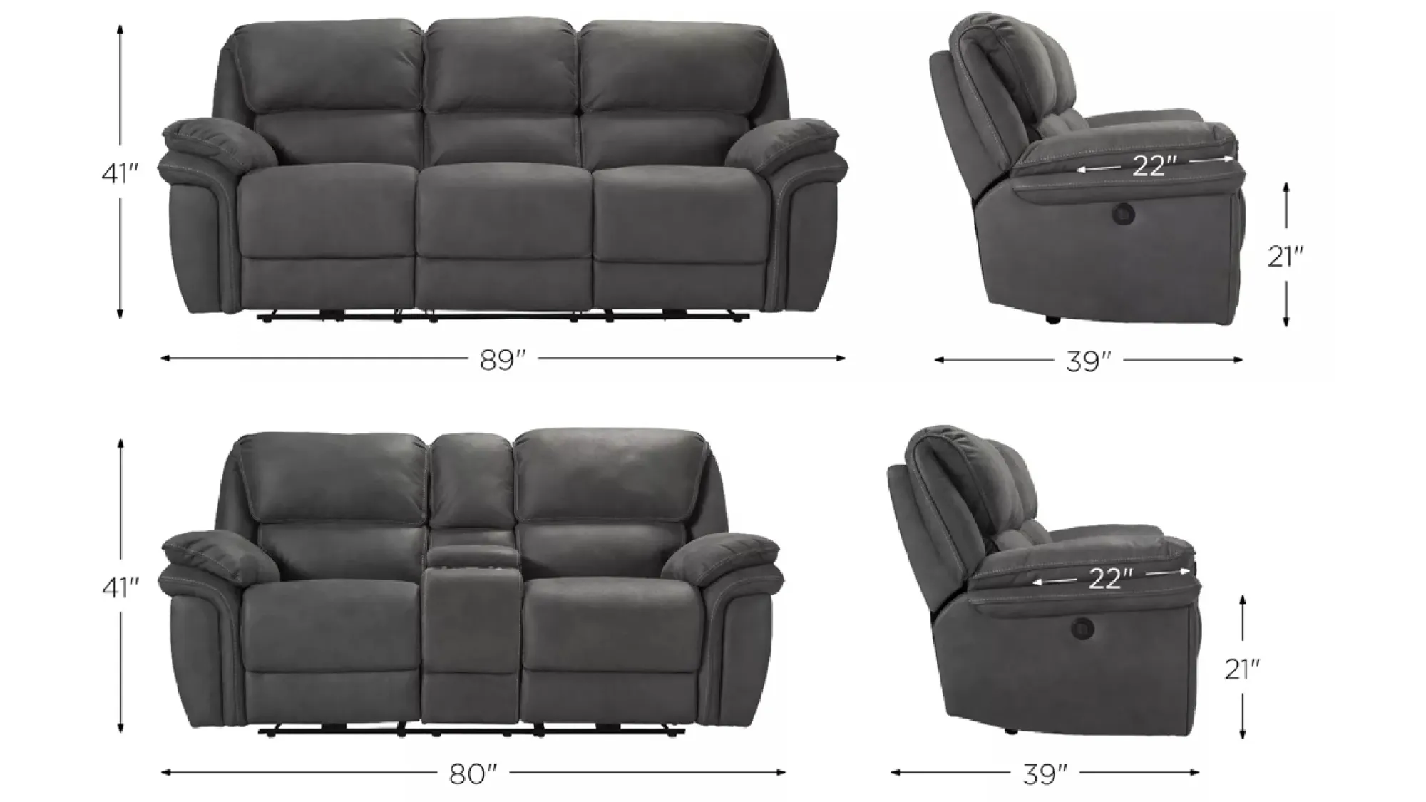 Skye 2-pc. Microfiber Power Sofa and Loveseat Set