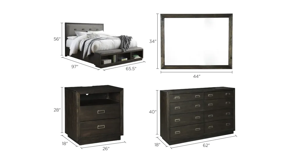 Camdell 4-pc. Bedroom Set Dimensions