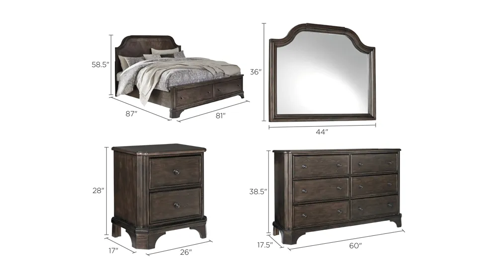 Milson Park 4-pc. Bedroom Set Dimensions