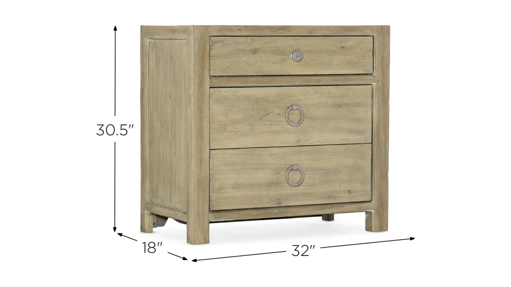Sundance Three-Drawer Nightstand Dimensions