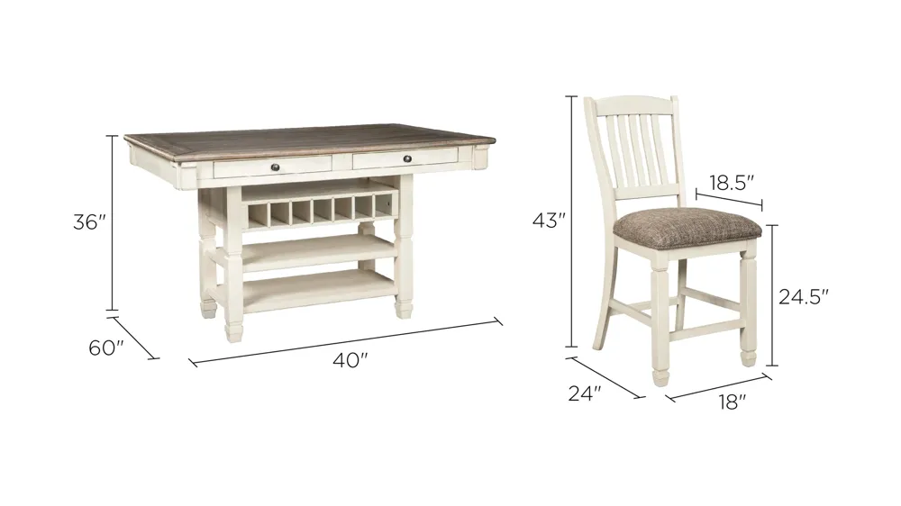 Aspen 7-pc. Counter Height Dining Set Dimensions