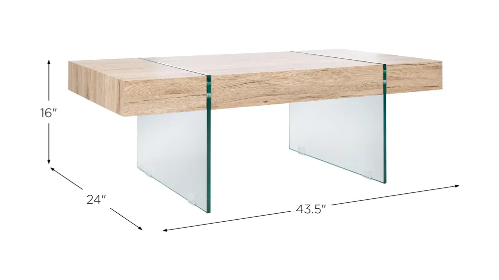 Maris Rectangular Glass Leg Modern Coffee Table Dimensions