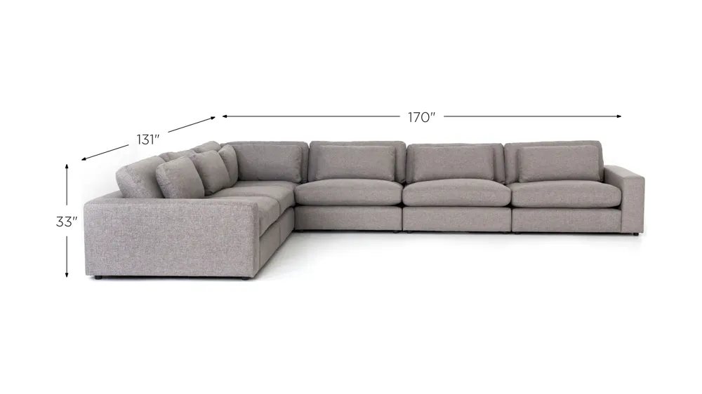 Bloor 6-pc. Sectional Dimensions