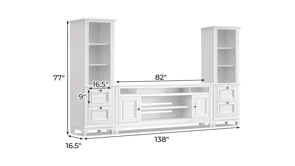 Cape Town 3-pc. 82" Entertainment Wall Dimensions