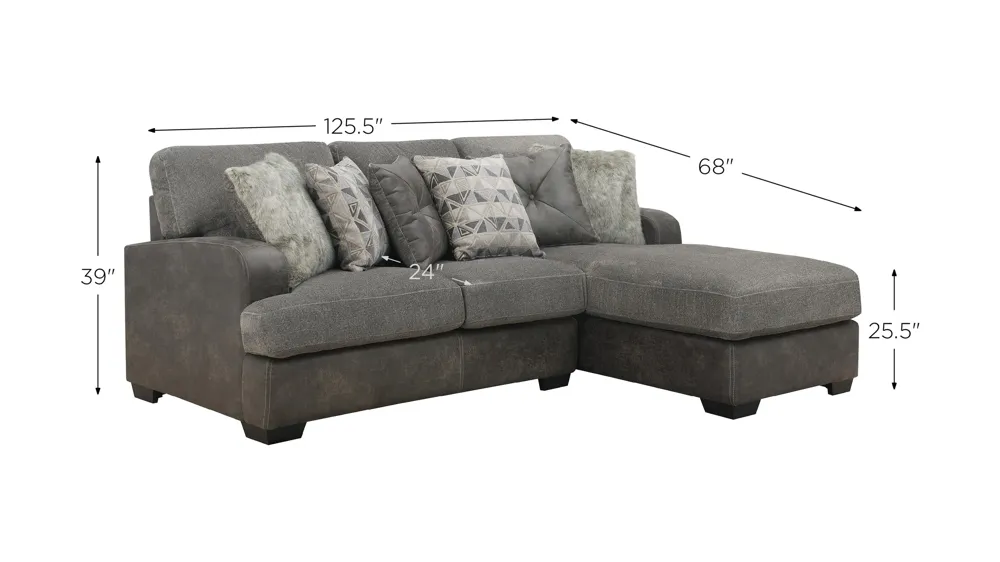 Berlin 2-pc. Chaise Sectional Dimensions