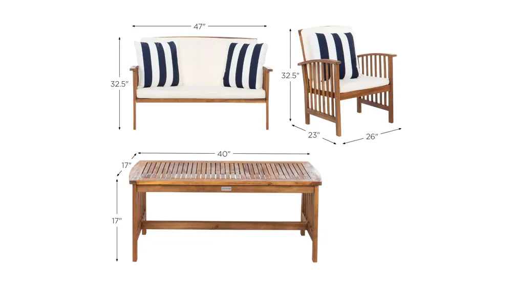 Minidoka 4-pc. Patio Set Dimensions