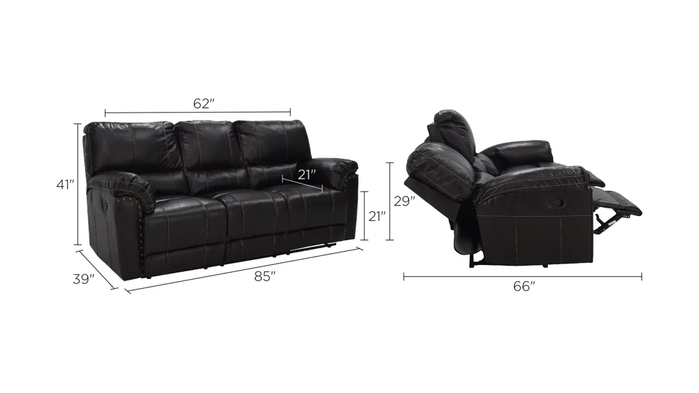 Waldron Wallaway Reclining Sofa Dimensions