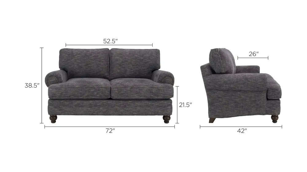 Tifton Chenille Loveseat Dimensions