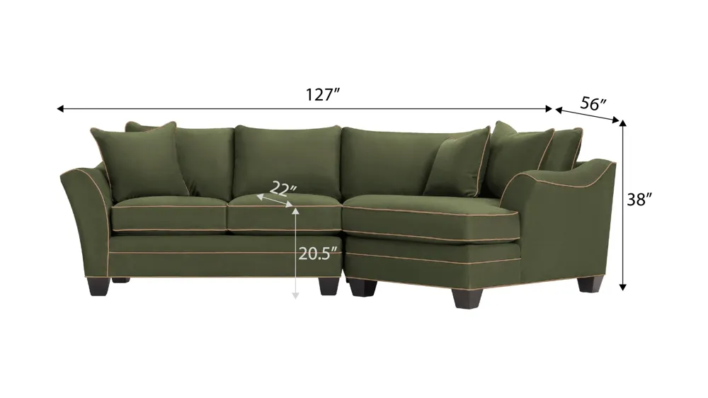 Foresthill 2-pc. Right Hand Cuddler Sectional Sofa Dimensions