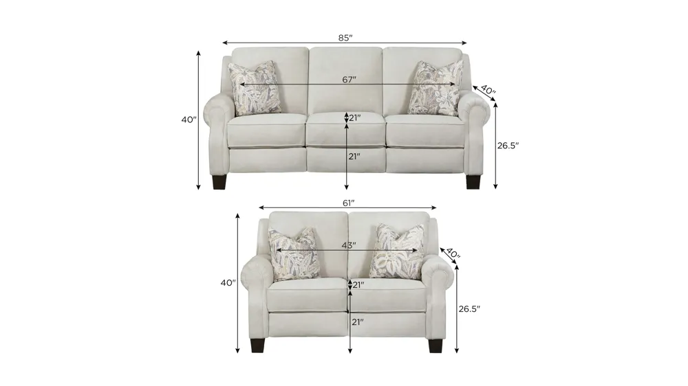 New Garden Dual Power Living Room Set Dimensions