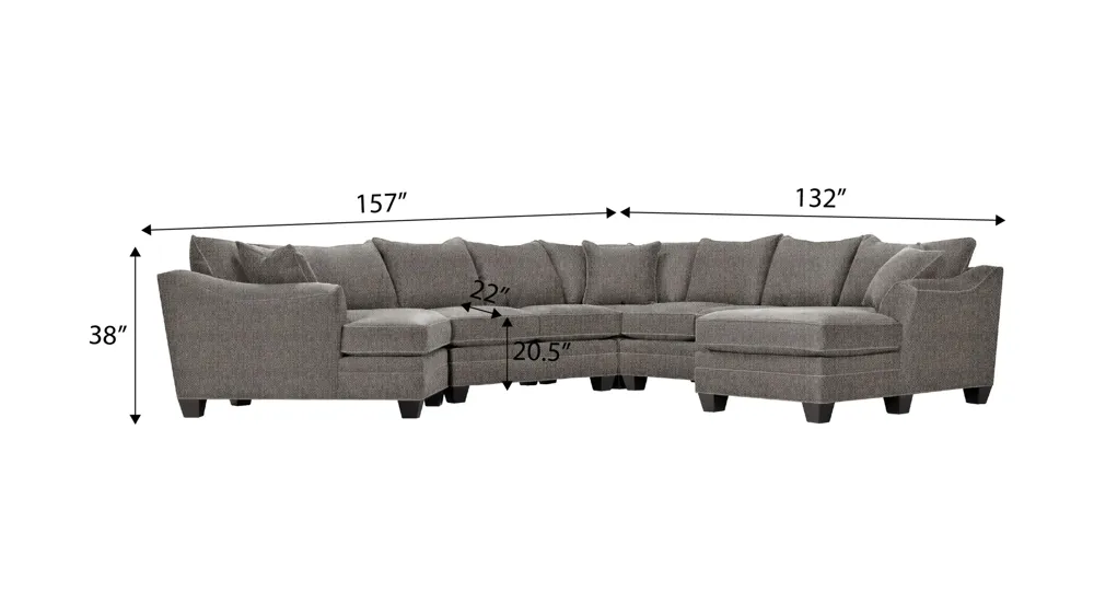 Foresthill 5-pc. Right Hand Facing Sectional Sofa Dimensions