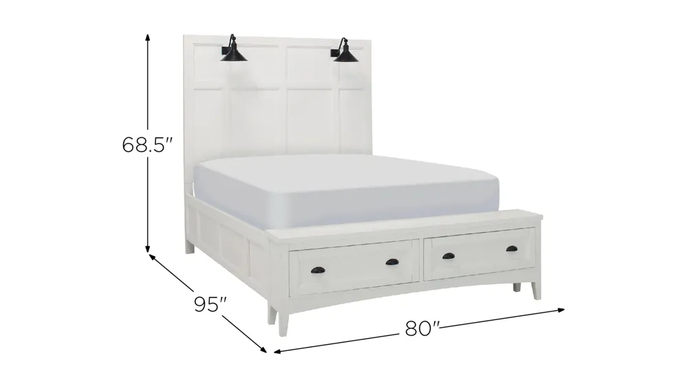 Ivy Ridge Platform Storage Bed w/ Lamp Headboard Dimensions