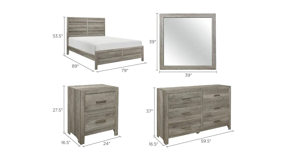 Terrace 4-pc. Panel Bedroom Set Dimensions