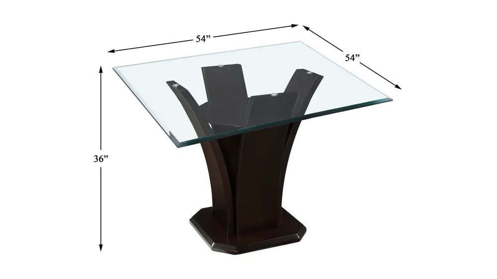 Venice 54" Glass Counter Height Dining Table Dimensions