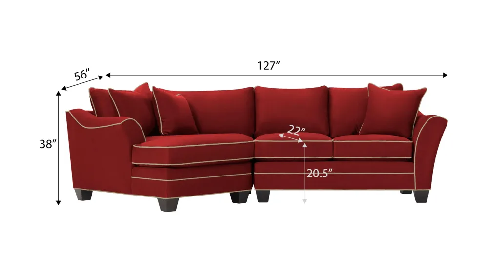 Foresthill 2-pc. Left Hand Cuddler Sectional Sofa Dimensions