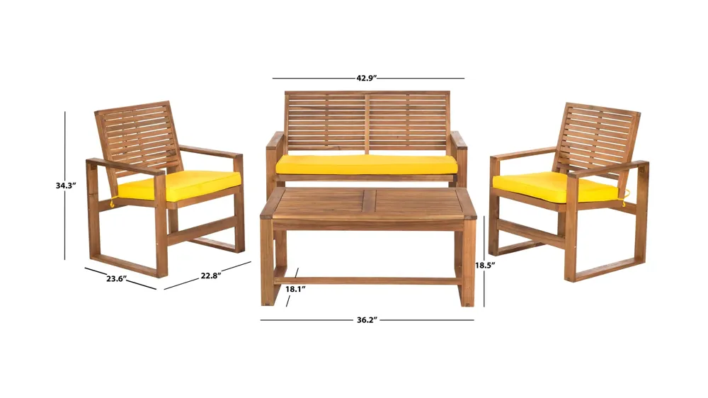 Lia 4-pc. Patio Set Dimensions