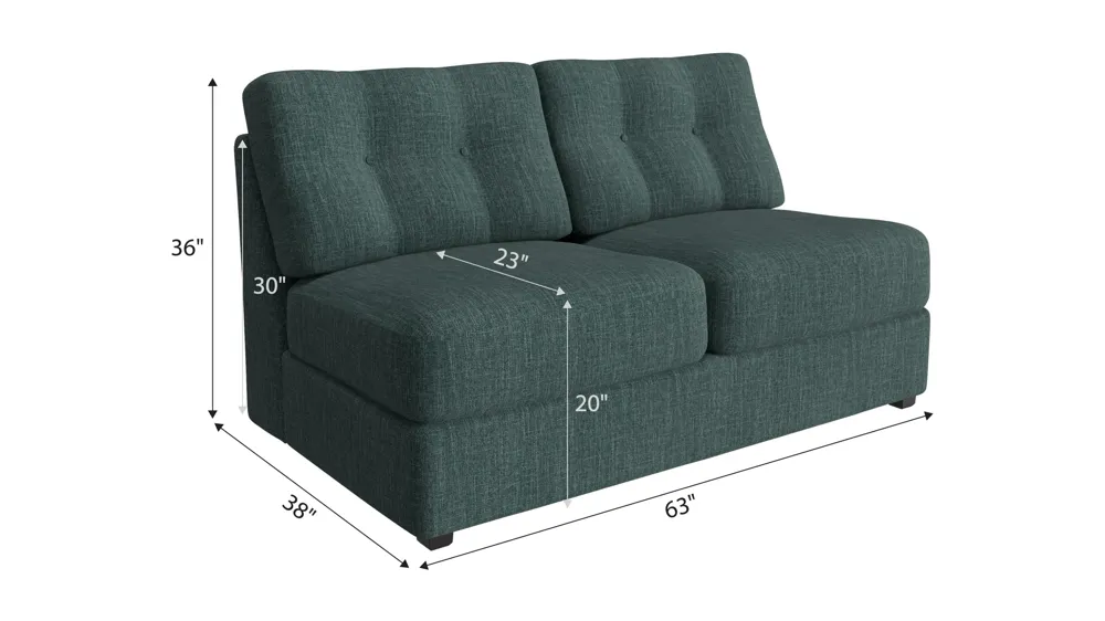 ModularOne Armless Loveseat w/ Full Sleeper Dimensions