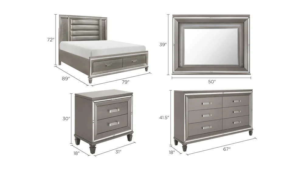 Selena 4-pc. Platform Bedroom Set with Storage Bed Dimensions