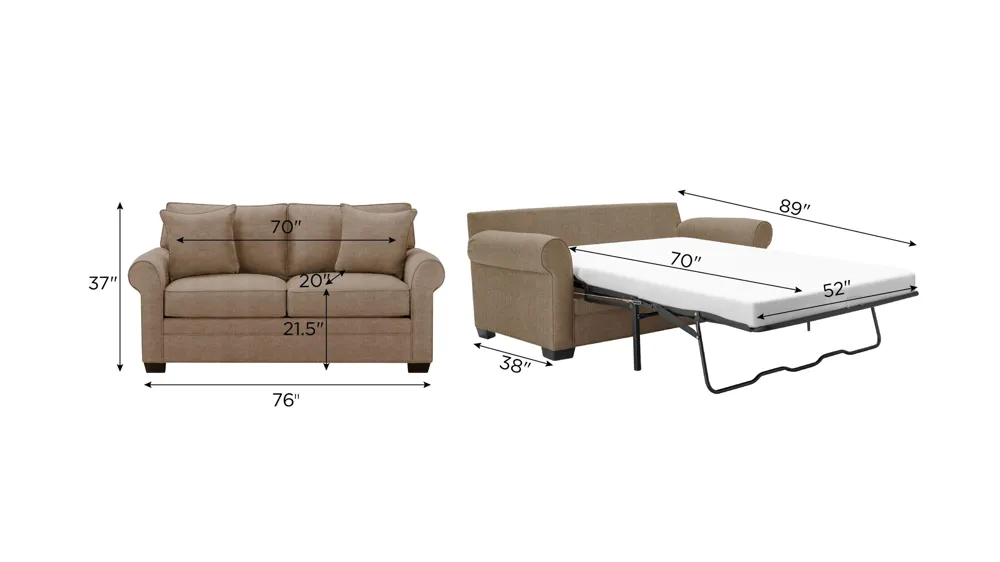 Wellsley Full Sleeper Sofa Dimensions
