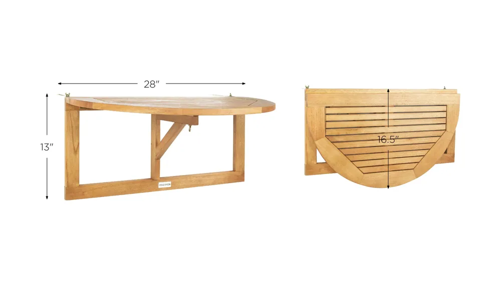 Bishop Outdoor Balcony Hanging Half Table Dimensions