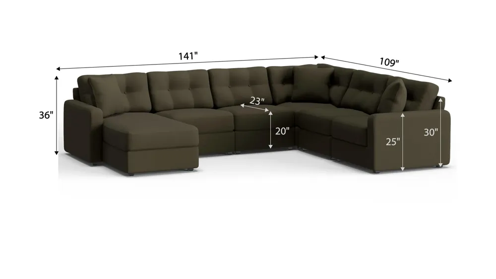 ModularOne 6-pc. Sectional Dimensions