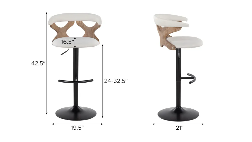 Gardenia Adjustable Barstool - Set of 2 Dimensions
