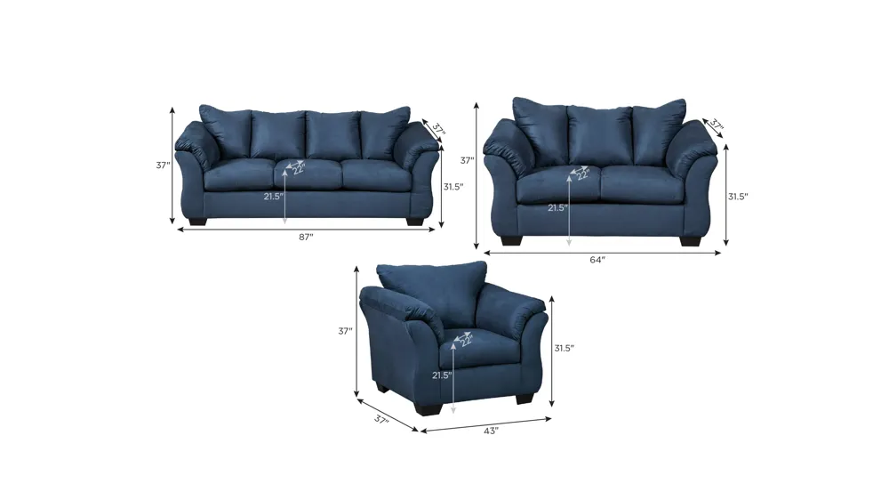 Whitman Living Room Set Dimensions