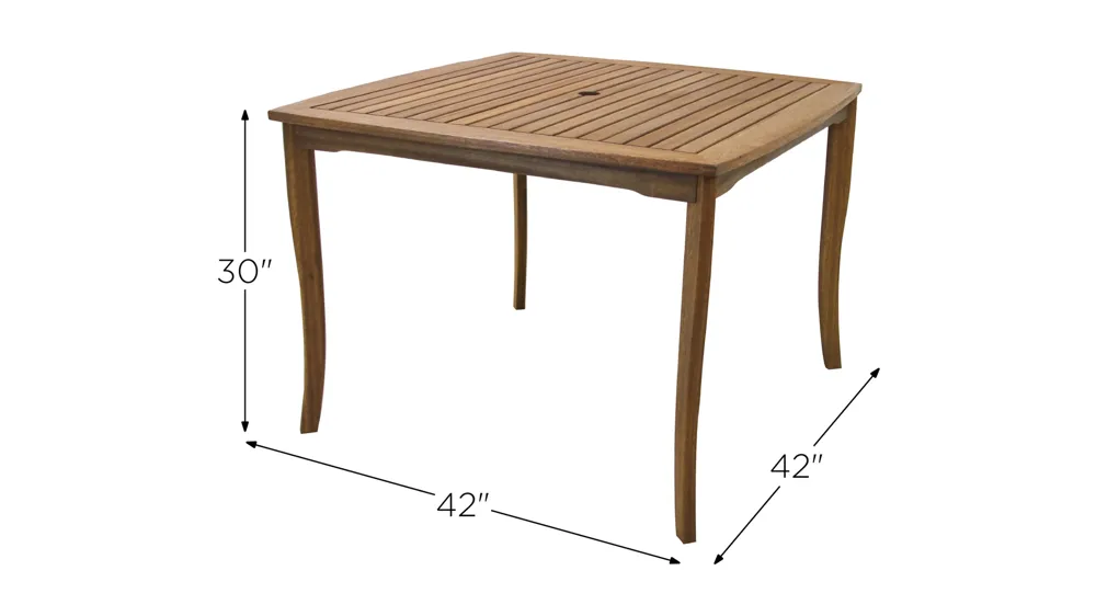 Bowden Outdoor Square Dining Table Dimensions