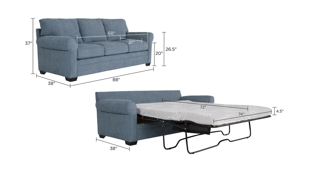 Wellsley Queen Sleeper Sofa Dimensions