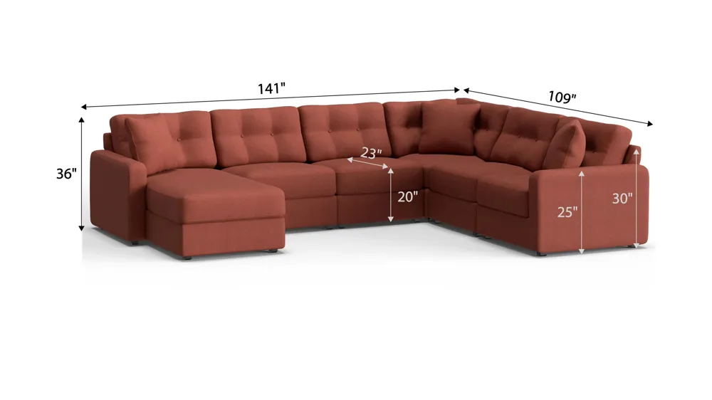ModularOne 6-pc. Sectional Dimensions