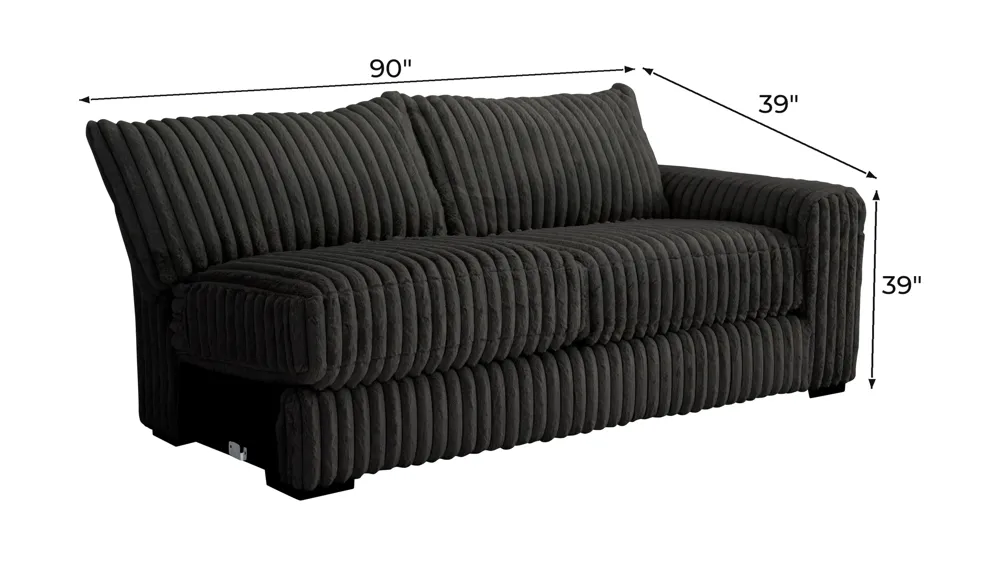 Onyx Moon Right Arm Facing Loveseat Dimensions