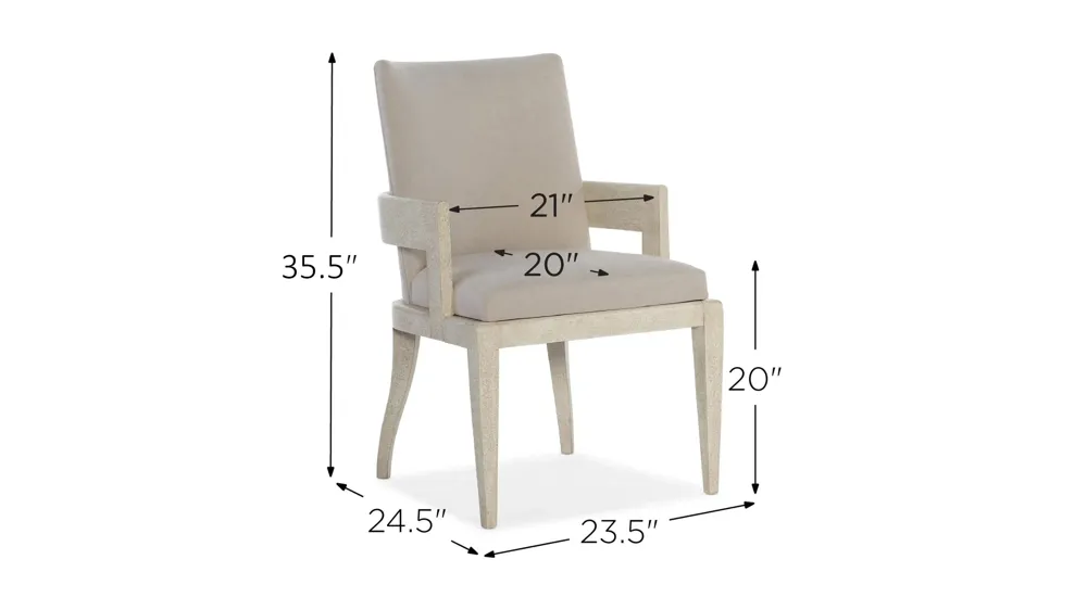 Cascade Upholstered Arm Chair - Set of 2 Dimensions