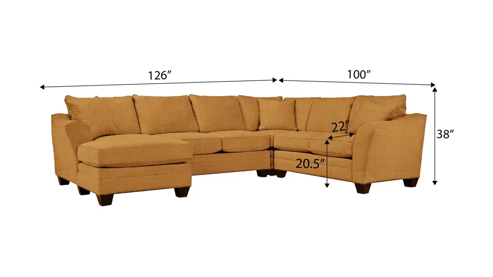 Foresthill 4-pc. Left Hand Chaise Sectional Sofa Dimensions