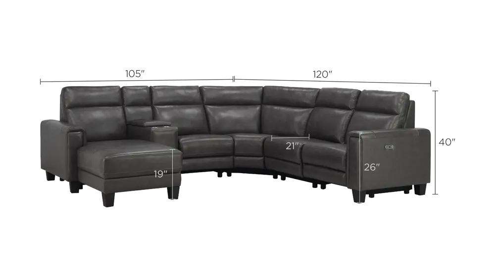 Ace 6-pc. Power Sectional Dimensions