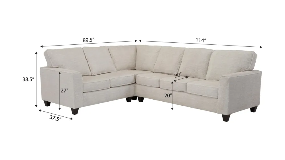 Dune 3-pc. Sectional Dimensions