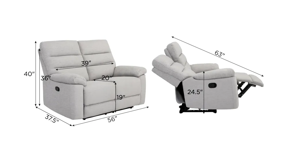 Bennington Manual Reclining Loveseat Dimensions