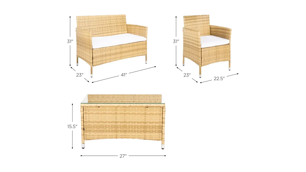 Sophie 4-pc. Patio Set Dimensions