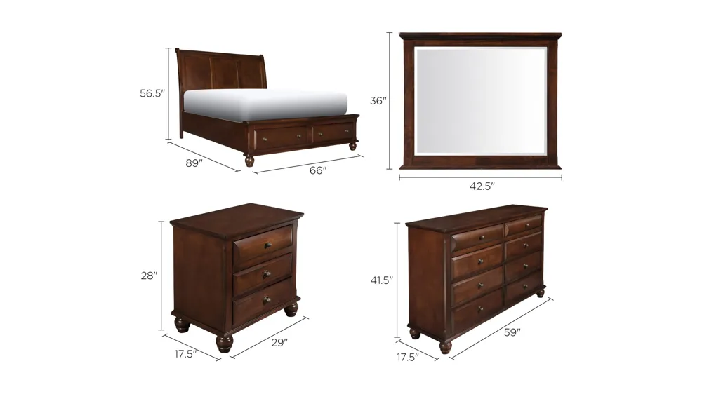 Clarion 4-pc. Platform Bedroom Set w/ Storage Bed Dimensions