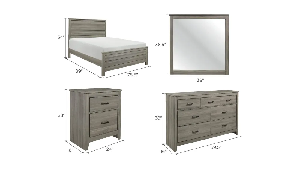 Clementine 4-pc. Bedroom Set Dimensions