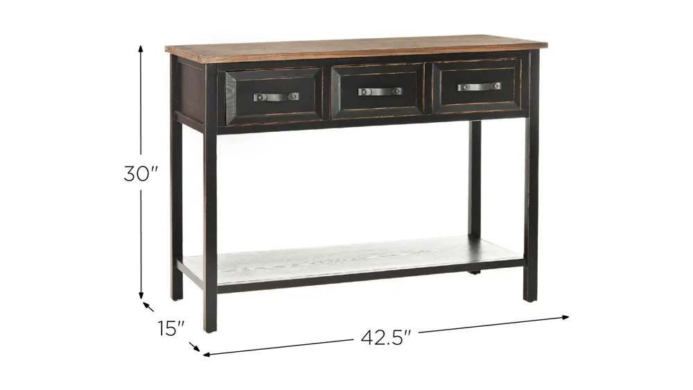 Beth 3 Drawer Console Table Dimensions