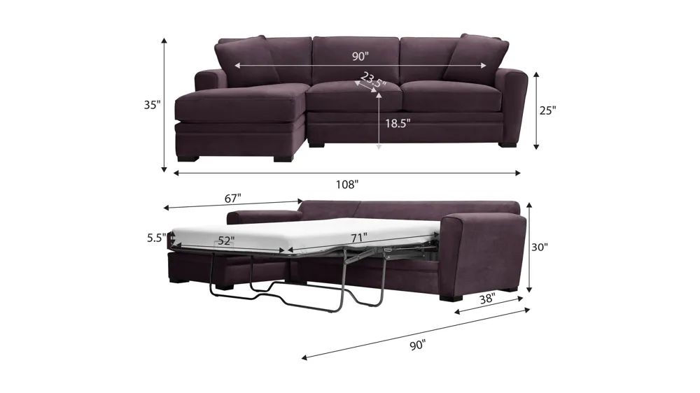Artemis II 2-pc. Sectional w/ Full Sleeper Dimensions