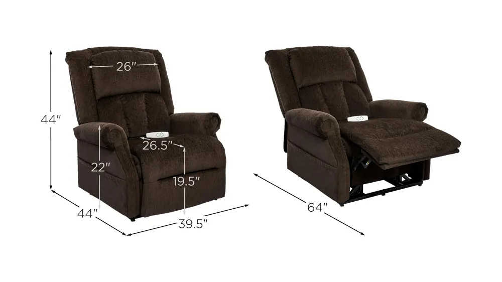 Barett Power Lift Recliner w/ Heat & Massage Dimensions