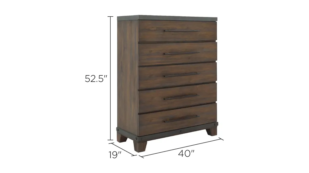 Santa Cruz Bedroom Chest w/ Hidden Jewelry Tray Dimensions
