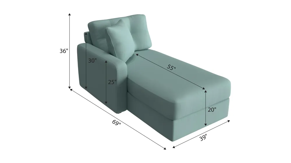 ModularOne Left Arm Facing Chaise Dimensions