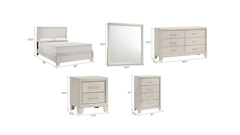 Charlie 5-pc. Bedroom Set Dimensions