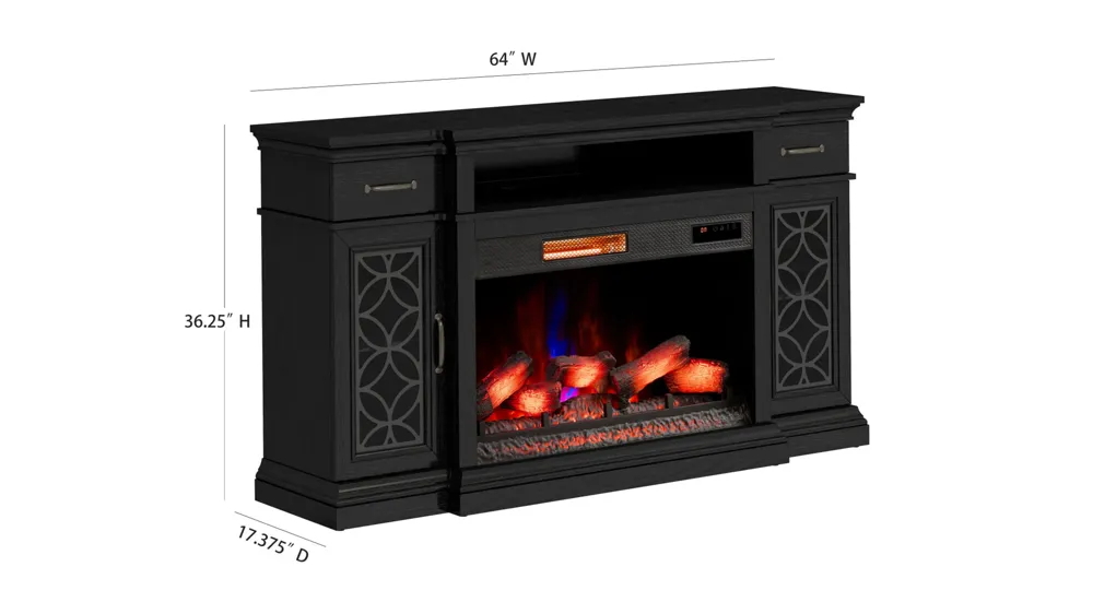 Benedict Media Mantel w/ Electric Fireplace Dimensions